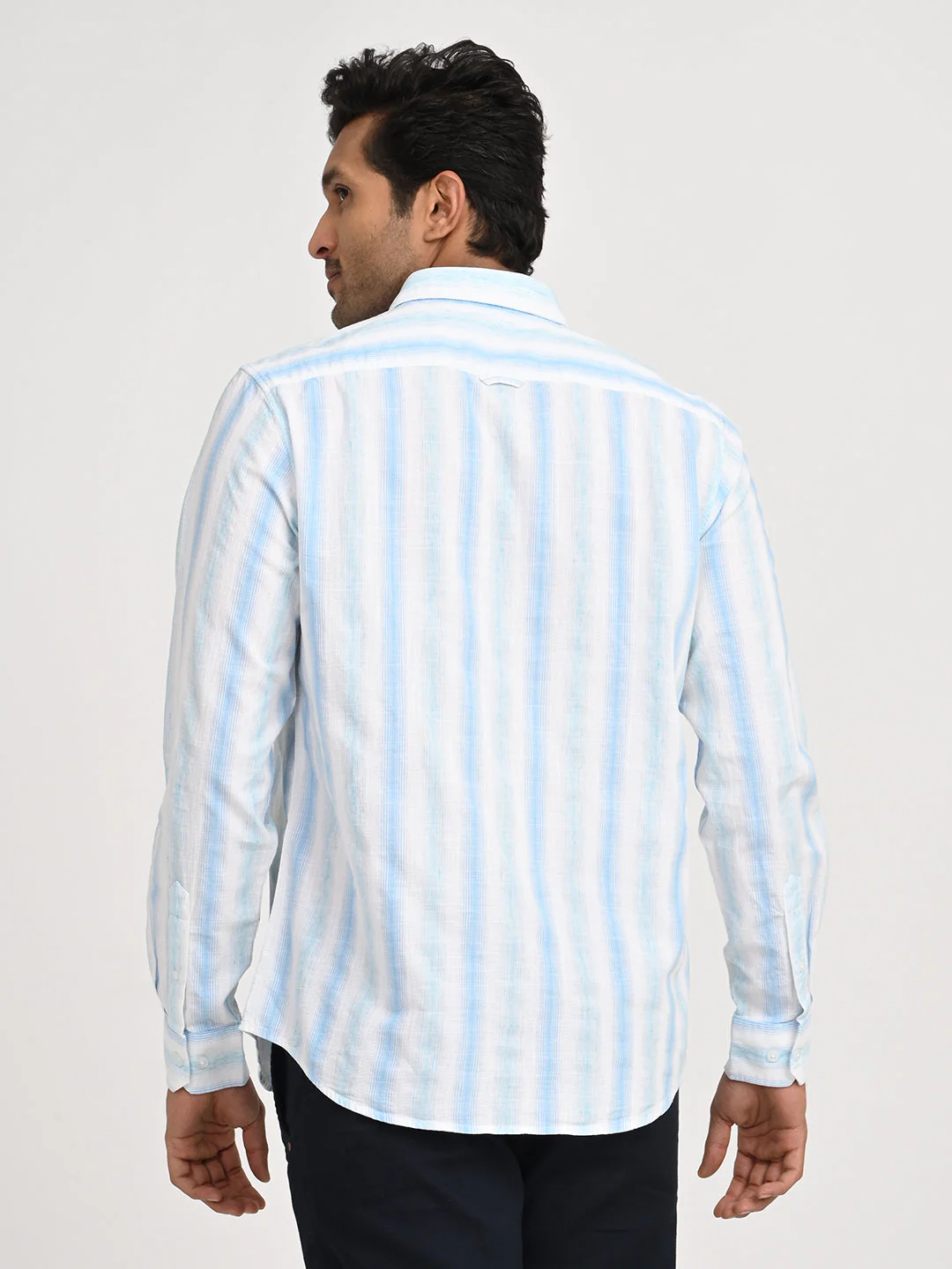 Men's Striped Full Sleeve Cotton Blend Shirt - Image 4