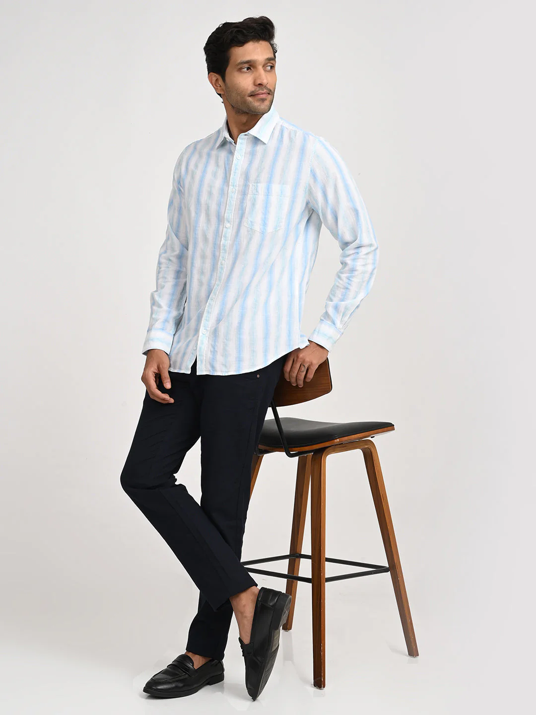 Men's Striped Full Sleeve Cotton Blend Shirt - Image 6