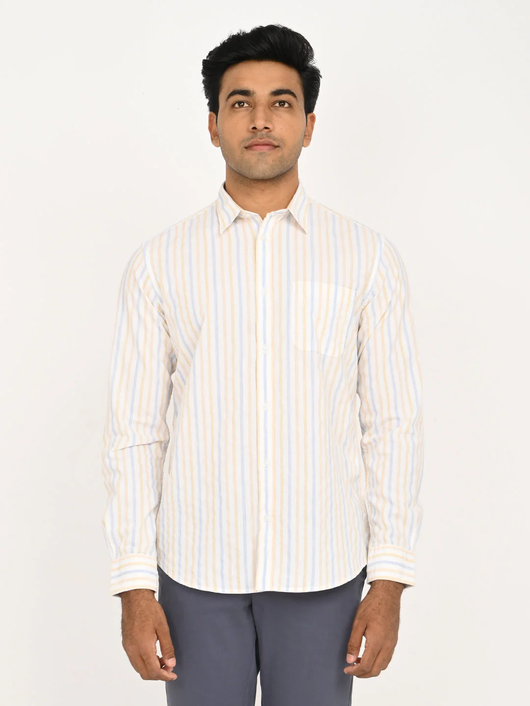 Men's Striped Full Sleeve Cotton Blend Shirt