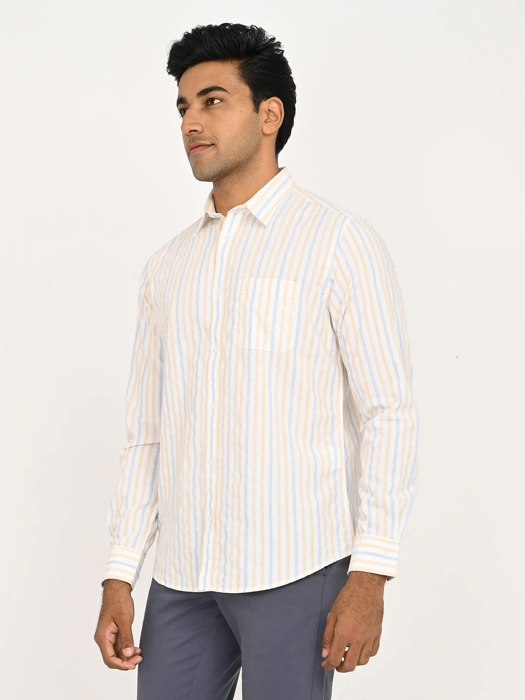 Men's Striped Full Sleeve Cotton Blend Shirt - Image 2