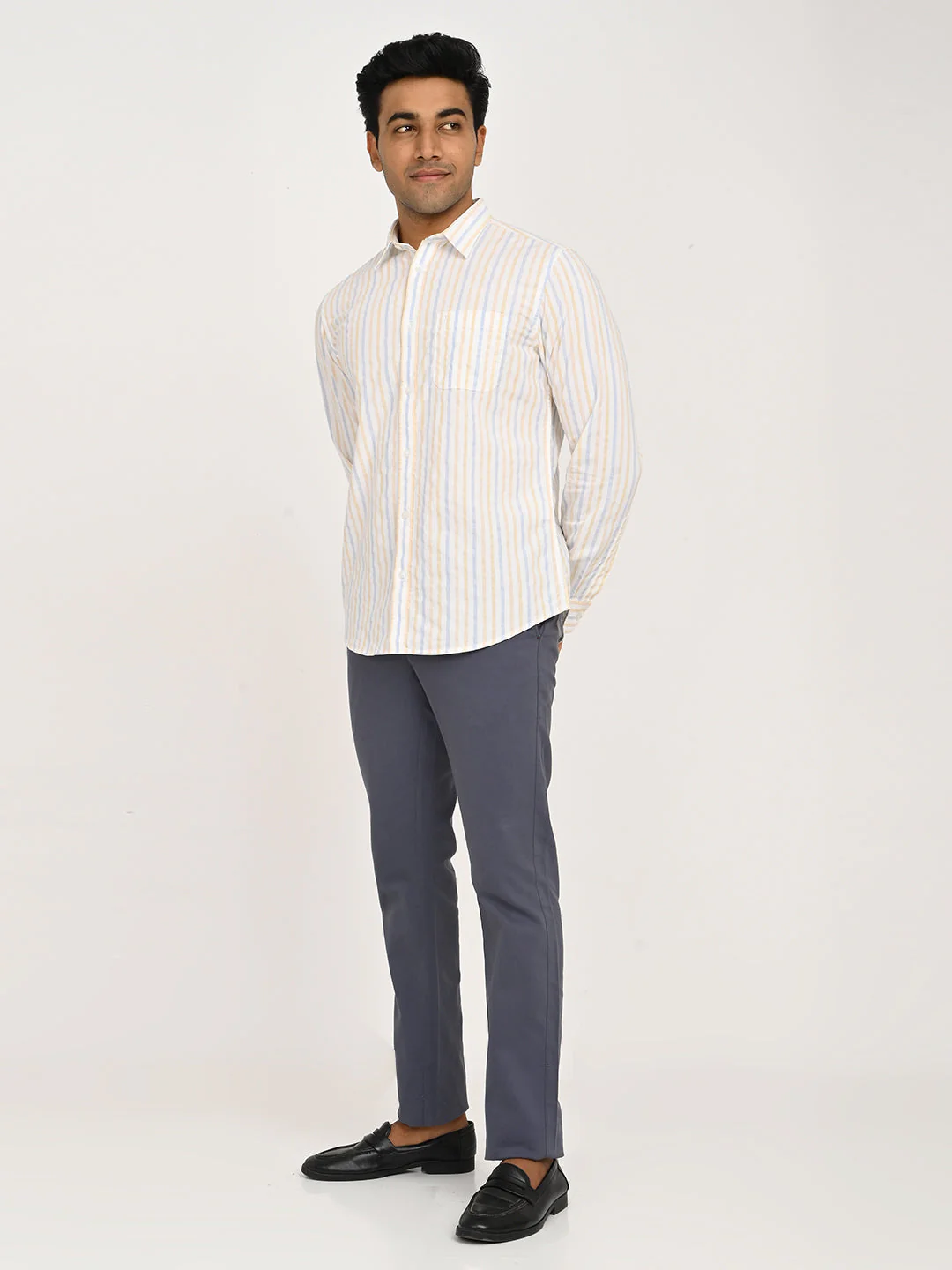 Men's Striped Full Sleeve Cotton Blend Shirt - Image 6