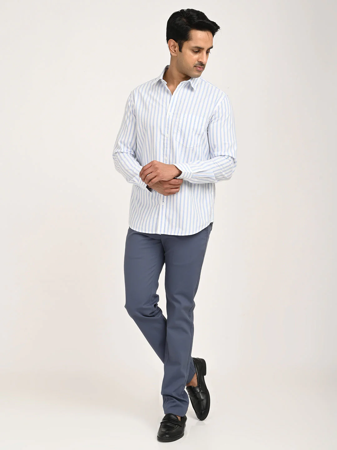 Men's Striped Full Sleeve Cotton Shirt - Image 6