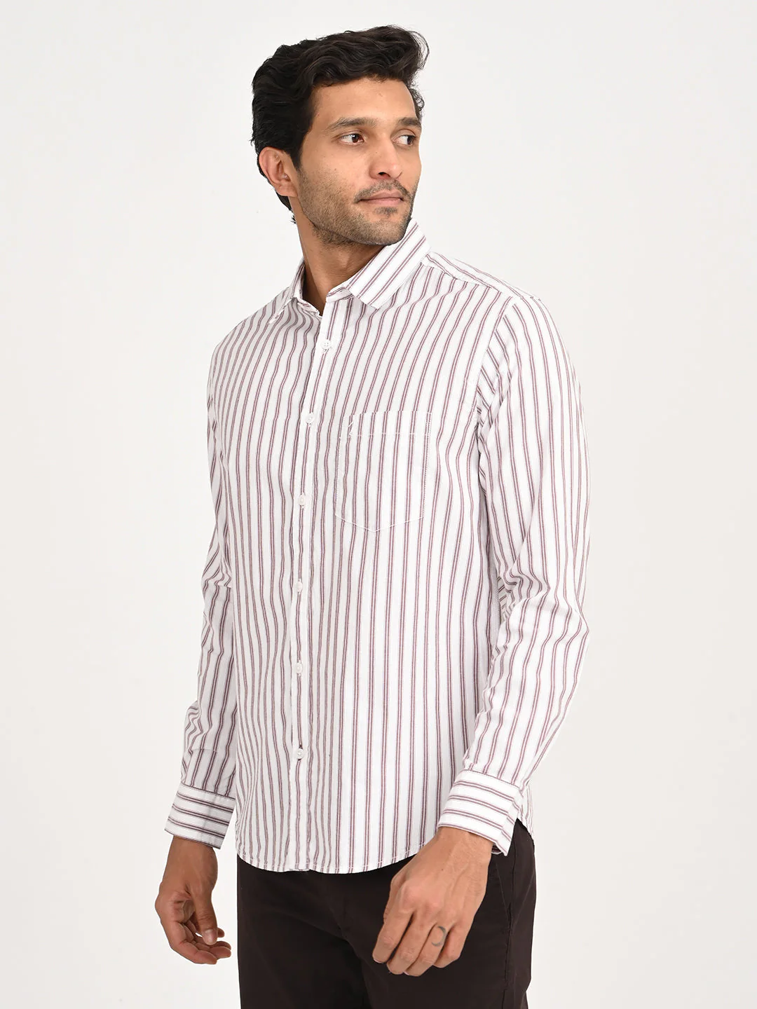 Men's Striped Full Sleeve Cotton Shirt - Image 8