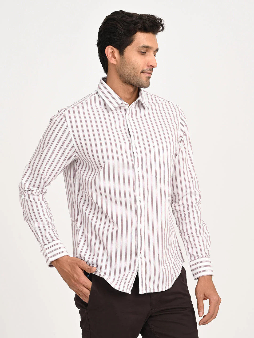 Men's Striped Full Sleeve Cotton Shirt - Image 9