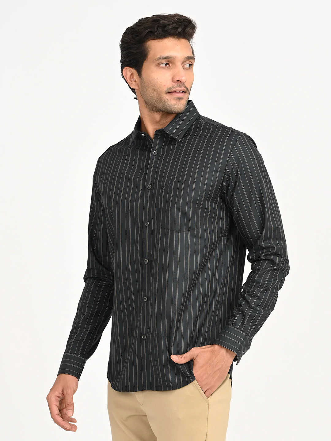 Men's Striped Full Sleeve Cotton Shirt - Image 2