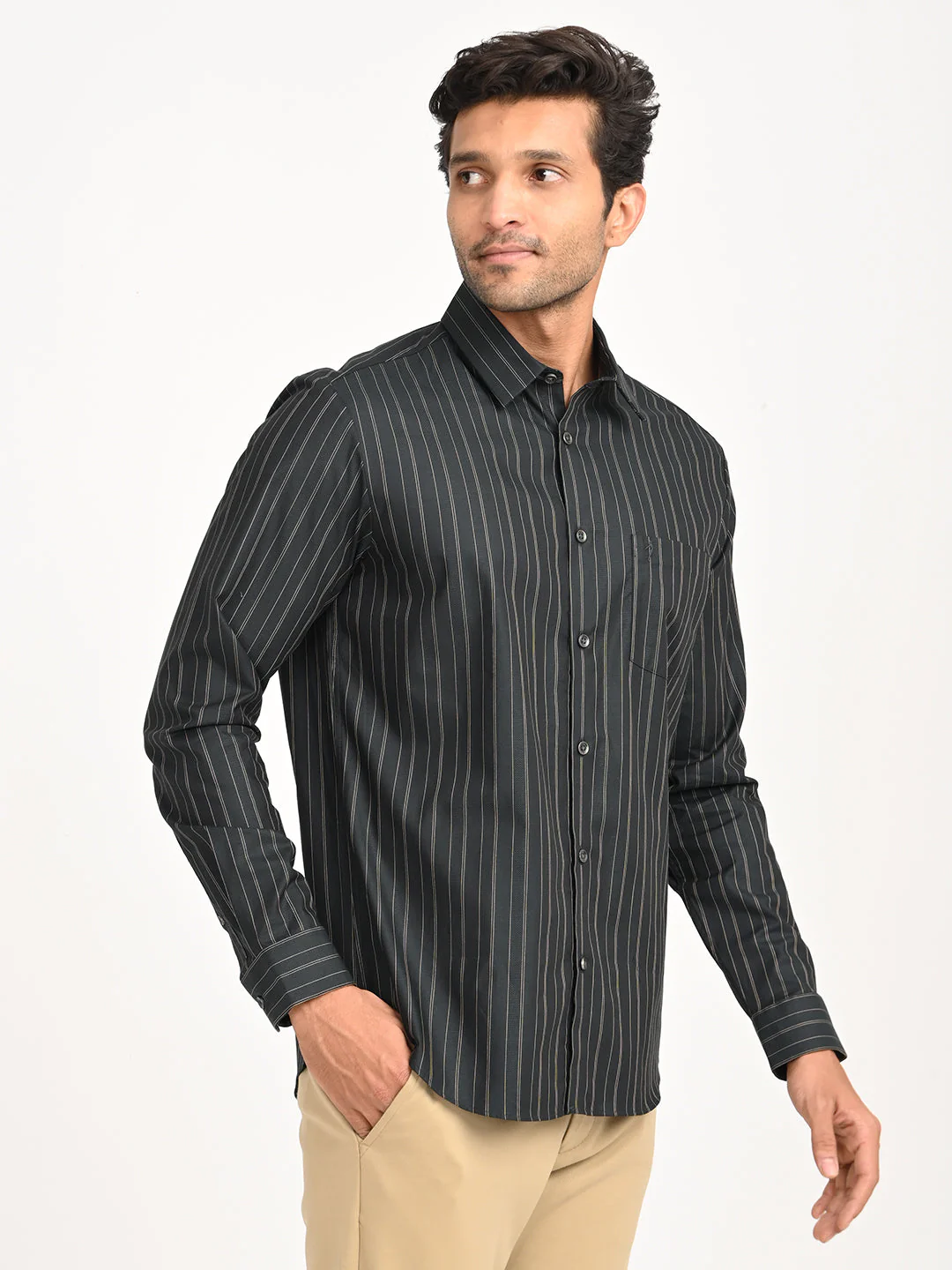 Men's Striped Full Sleeve Cotton Shirt - Image 3