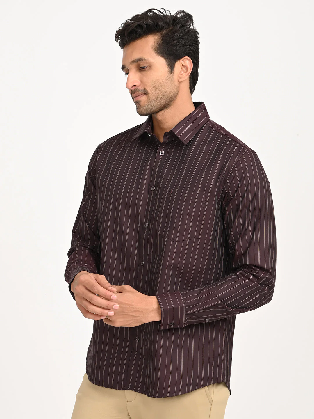 Men's Striped Full Sleeve Cotton Shirt - Image 8