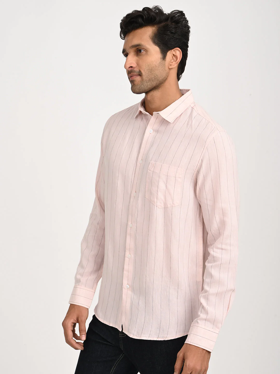 Men's Striped Full Sleeve Tencel Blend Shirt - Image 2