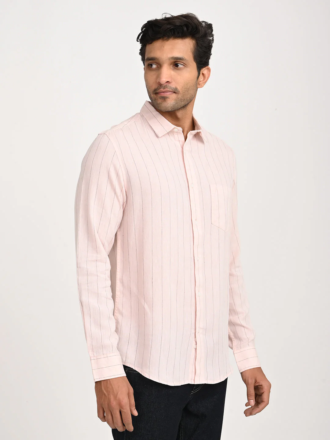Men's Striped Full Sleeve Tencel Blend Shirt - Image 3