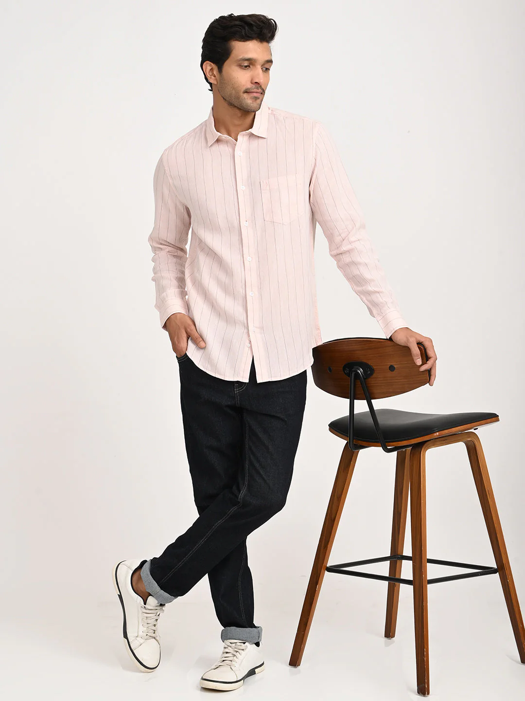 Men's Striped Full Sleeve Tencel Blend Shirt - Image 6
