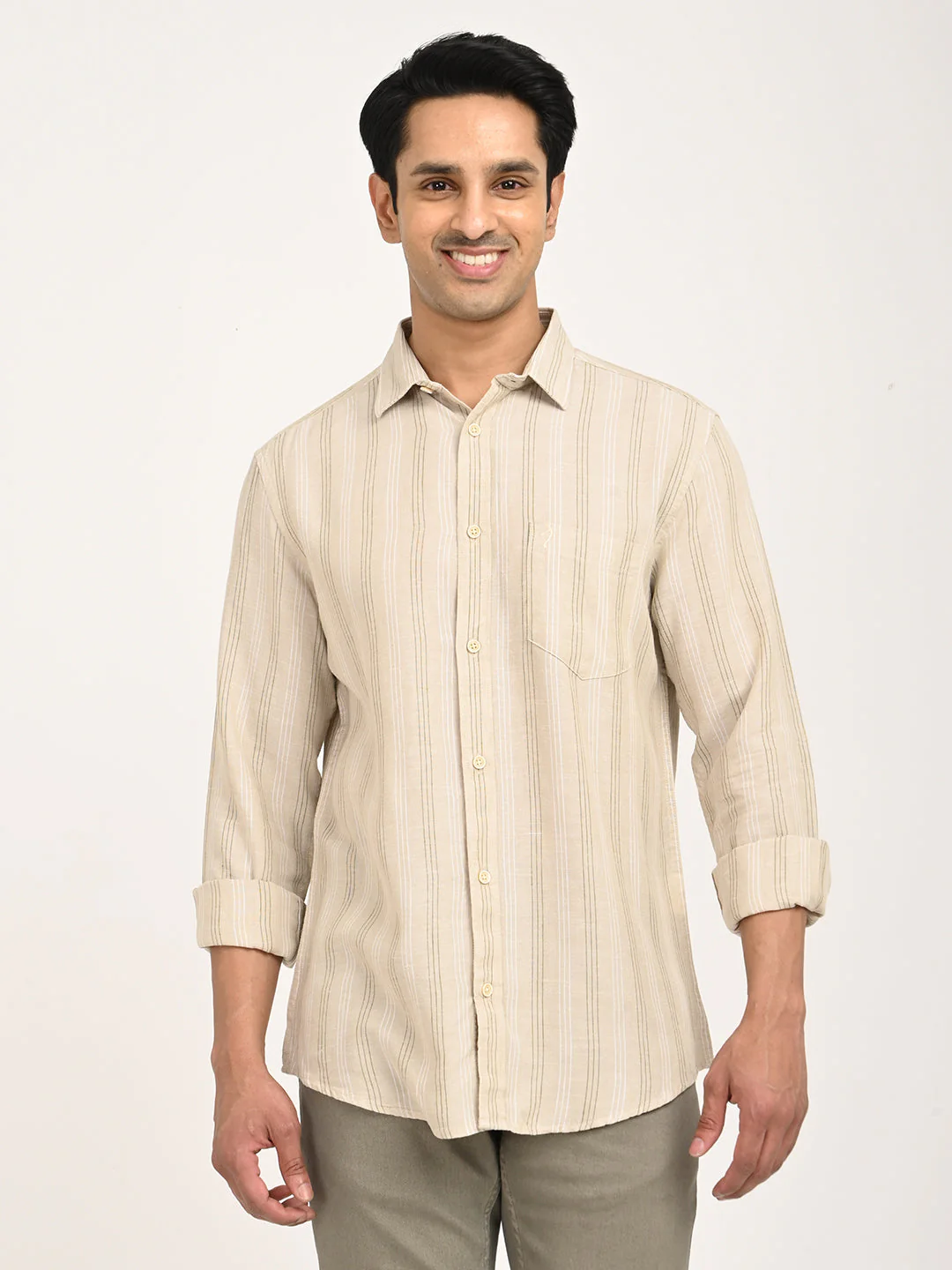 Men's Striped Full Sleeve Tencel Blend Shirt