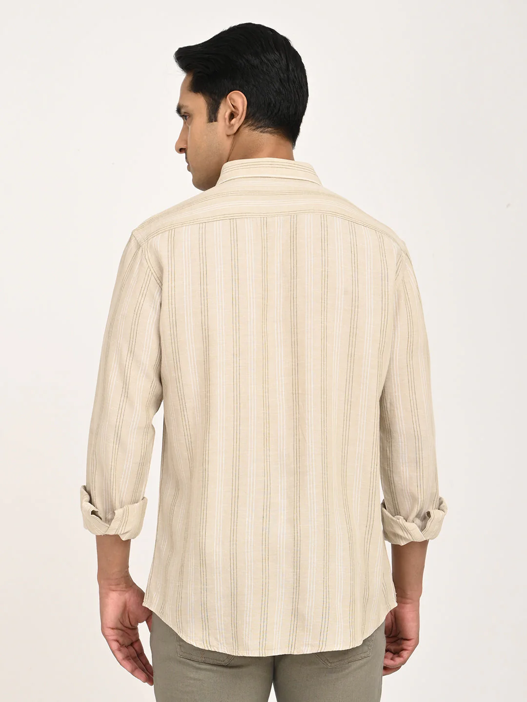 Men's Striped Full Sleeve Tencel Blend Shirt - Image 4
