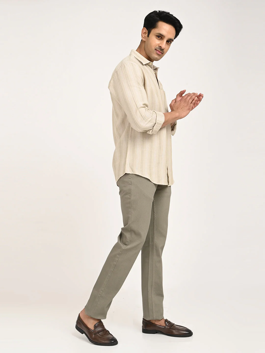 Men's Striped Full Sleeve Tencel Blend Shirt - Image 6