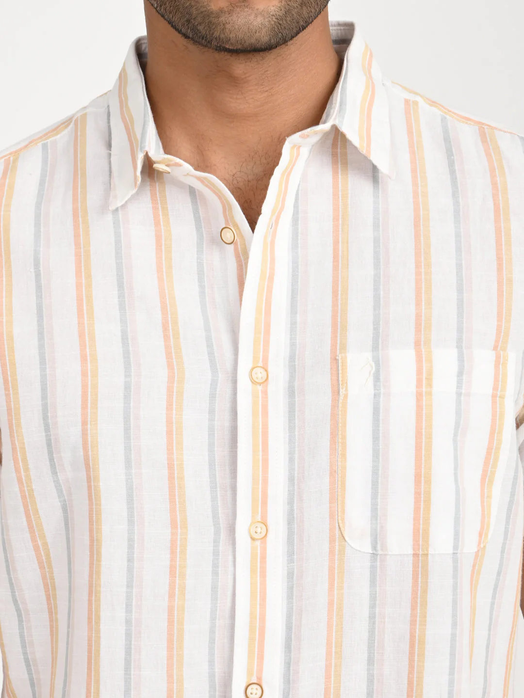 Men's Striped Half Sleeve Cotton Blend Shirt - Image 5