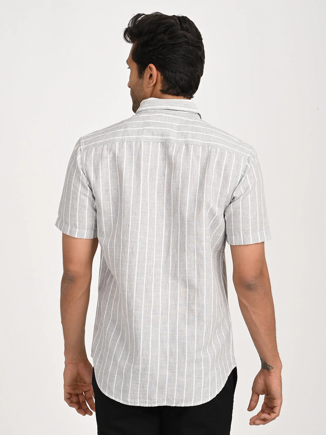 Men's Striped Half Sleeve Cotton Blend Shirt - Image 10