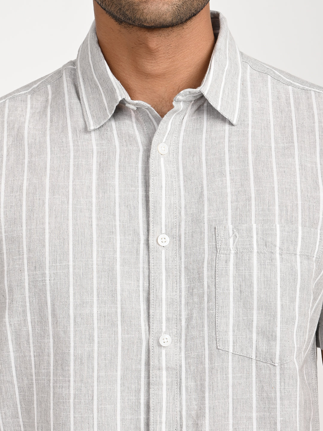 Men's Striped Half Sleeve Cotton Blend Shirt - Image 11