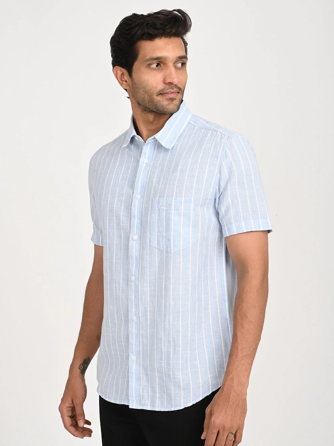 Men's Striped Half Sleeve Cotton Blend Shirt - Image 2
