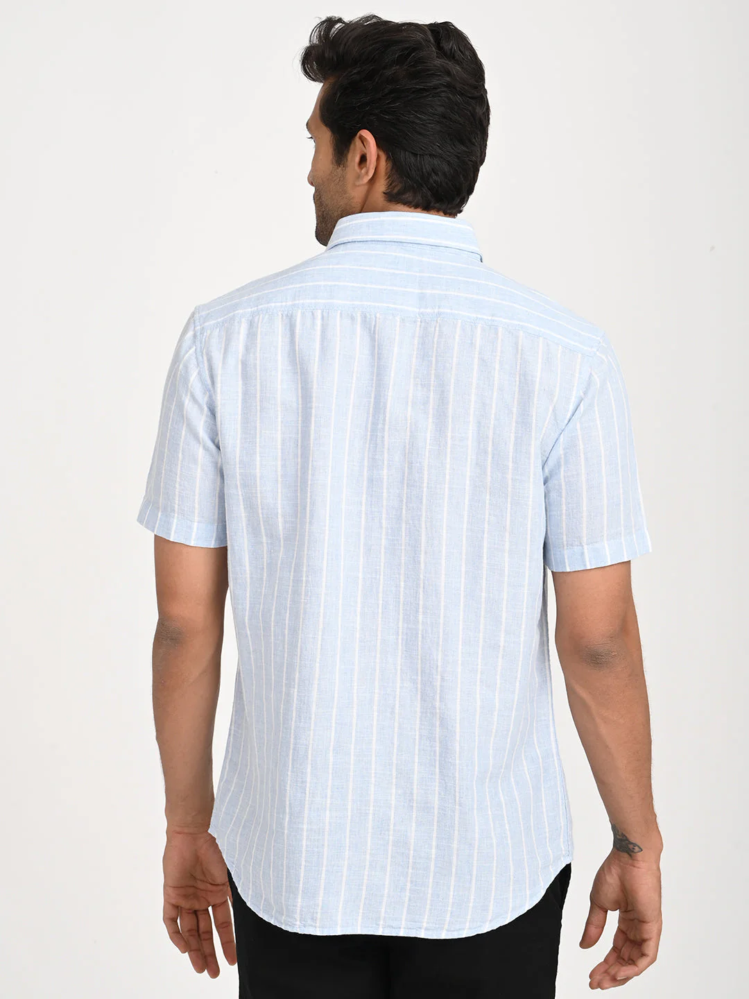 Men's Striped Half Sleeve Cotton Blend Shirt - Image 4