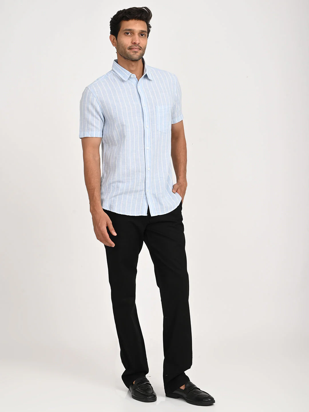 Men's Striped Half Sleeve Cotton Blend Shirt - Image 6