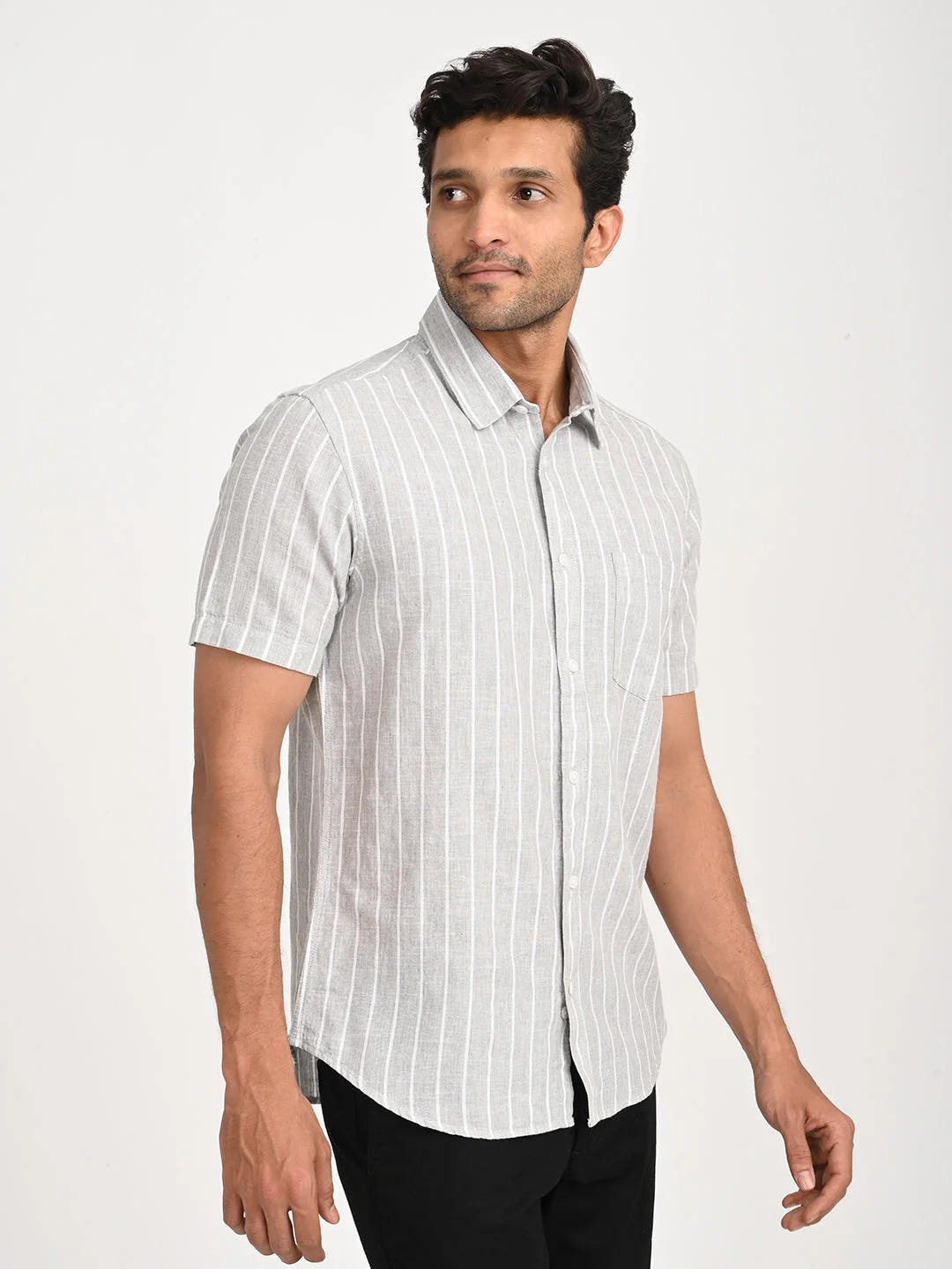 Men's Striped Half Sleeve Cotton Blend Shirt - Image 9