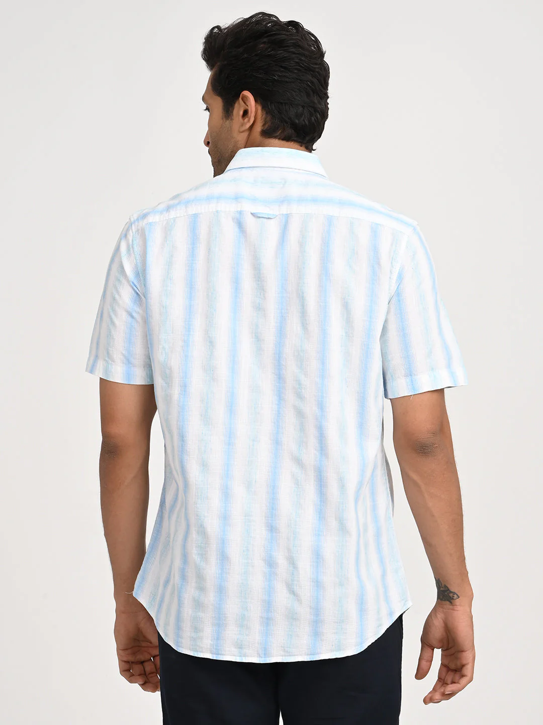 Men's Striped Half Sleeve Cotton Blend Shirt - Image 4