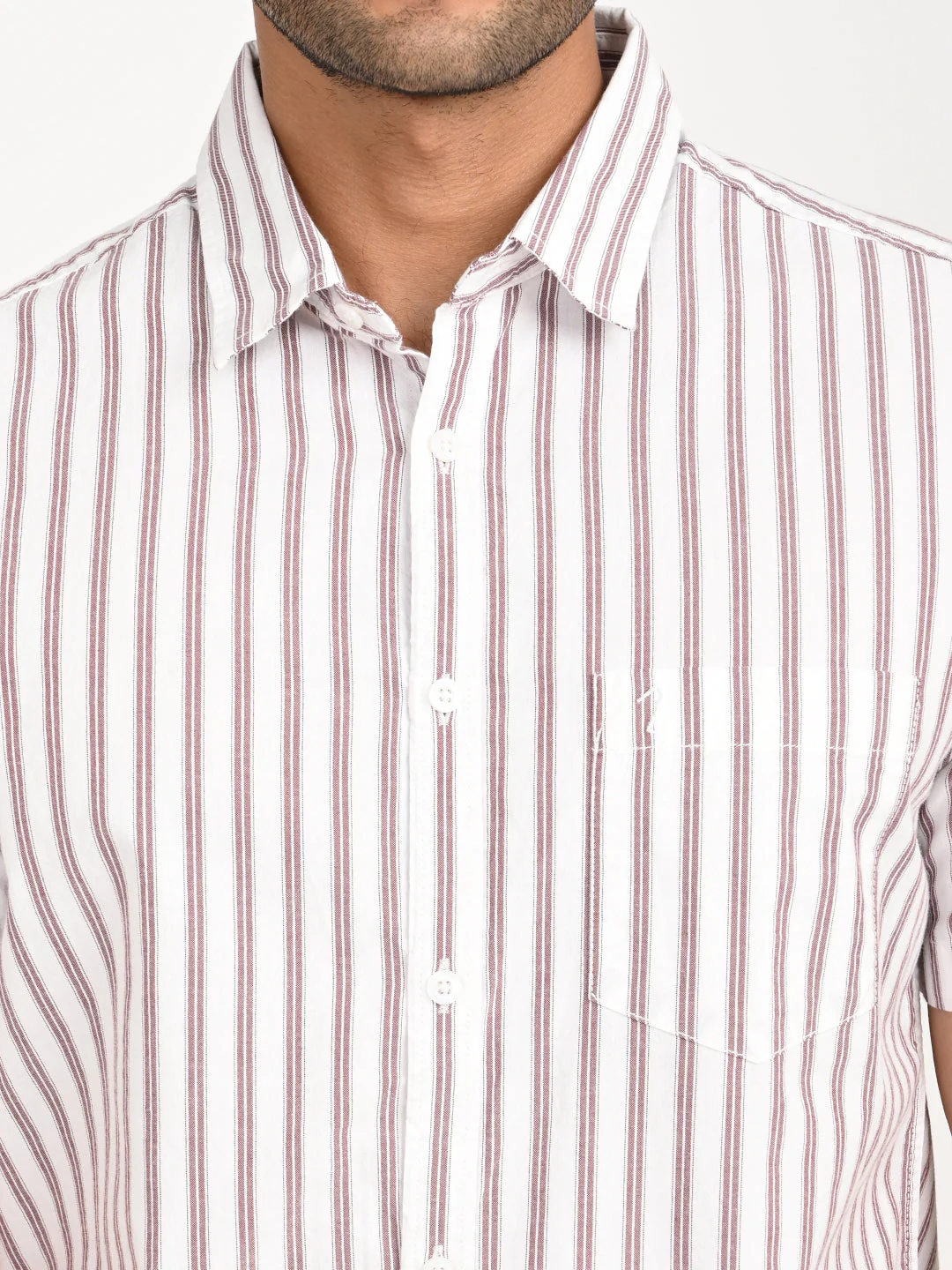 Men's Striped Half Sleeve Cotton Shirt - Image 11