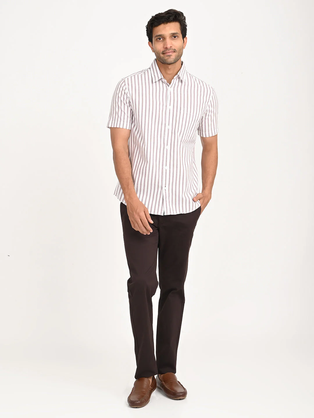 Men's Striped Half Sleeve Cotton Shirt - Image 12