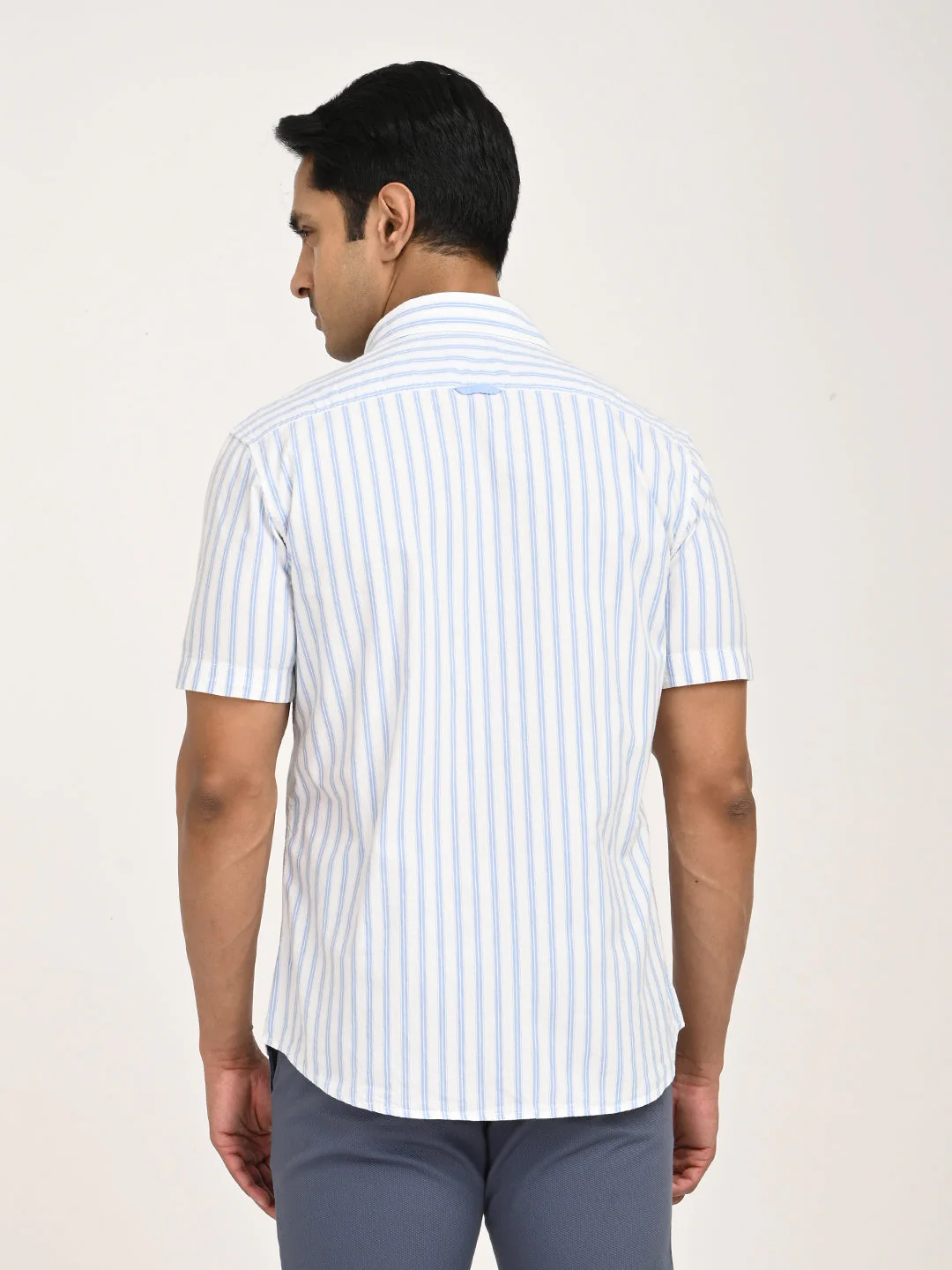 Men's Striped Half Sleeve Cotton Shirt - Image 4