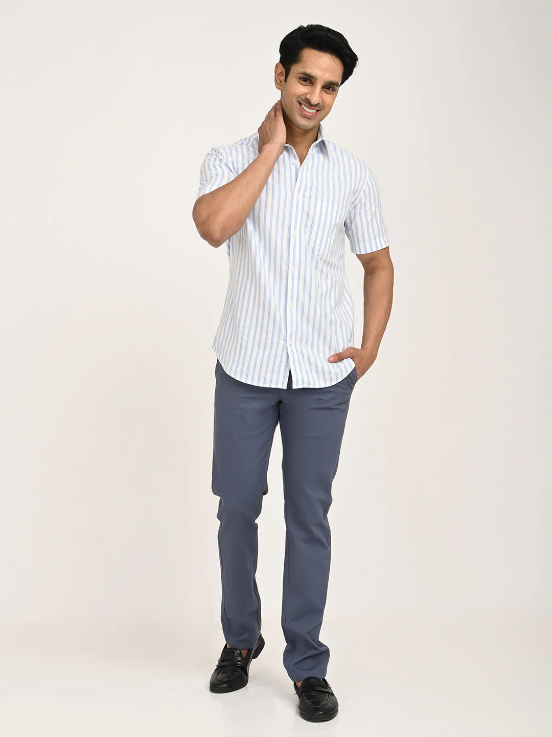 Men's Striped Half Sleeve Cotton Shirt - Image 6