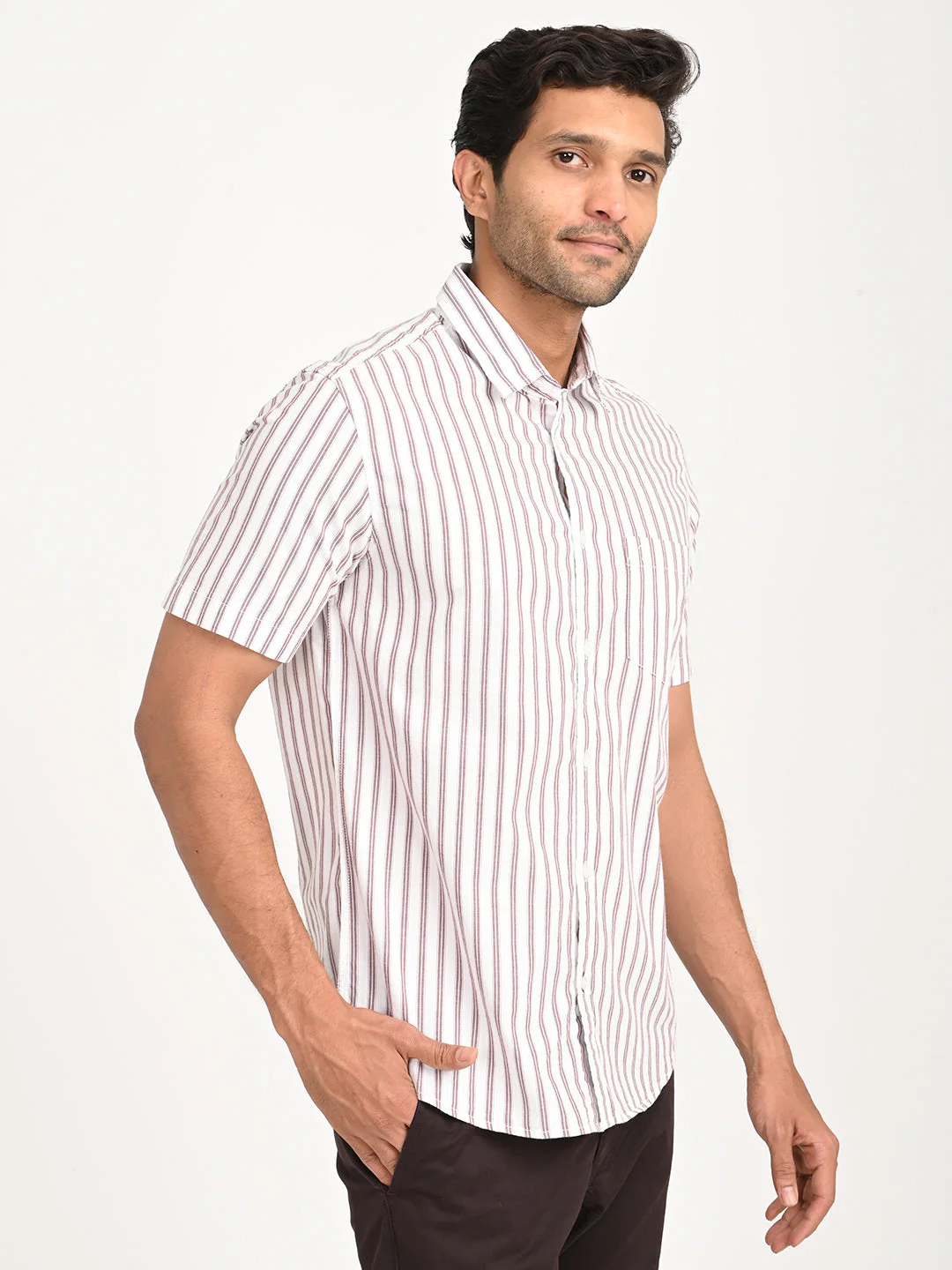 Men's Striped Half Sleeve Cotton Shirt - Image 9