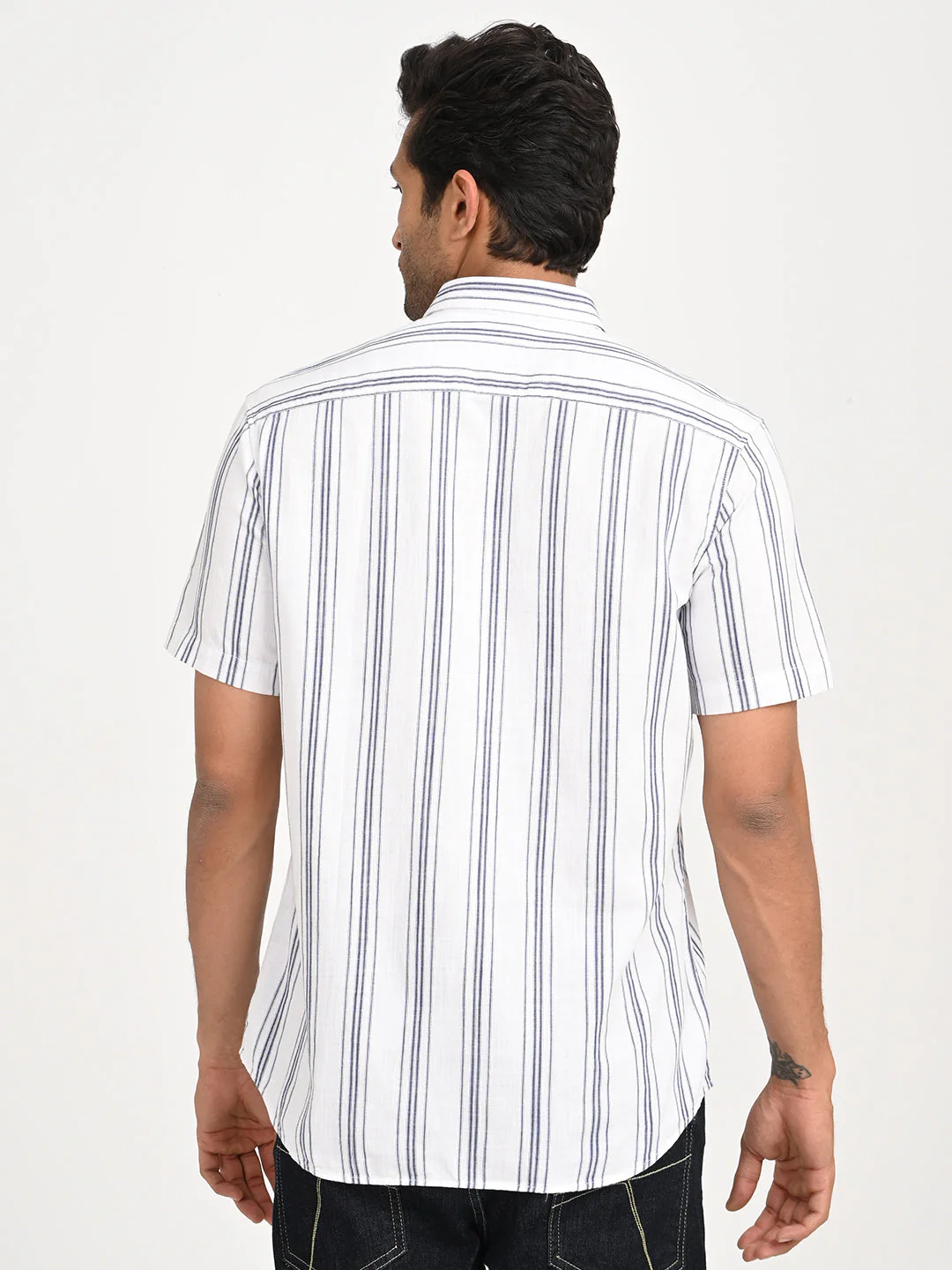 Men's Striped Half Sleeve Cotton Shirt - Image 4