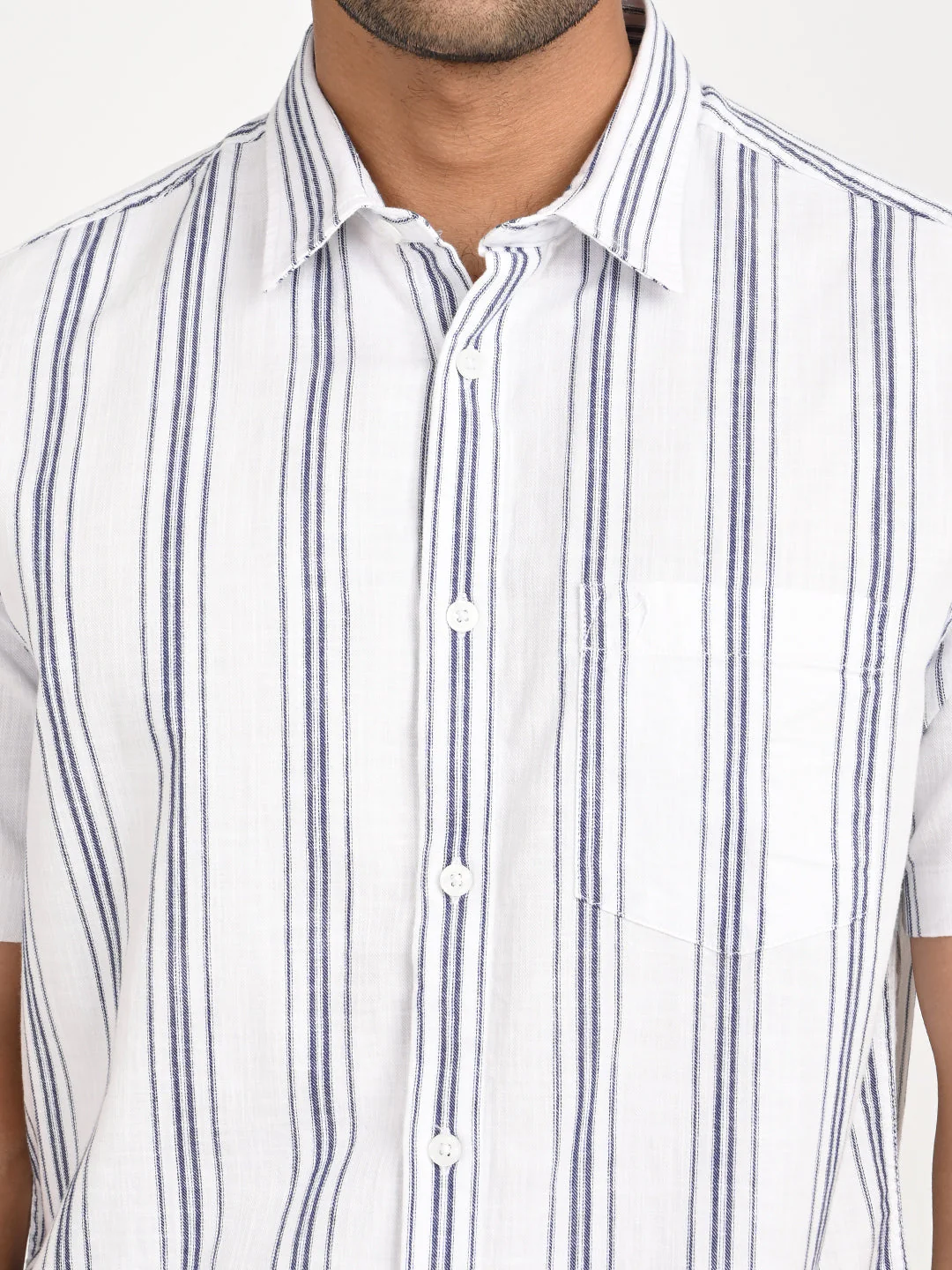 Men's Striped Half Sleeve Cotton Shirt - Image 5