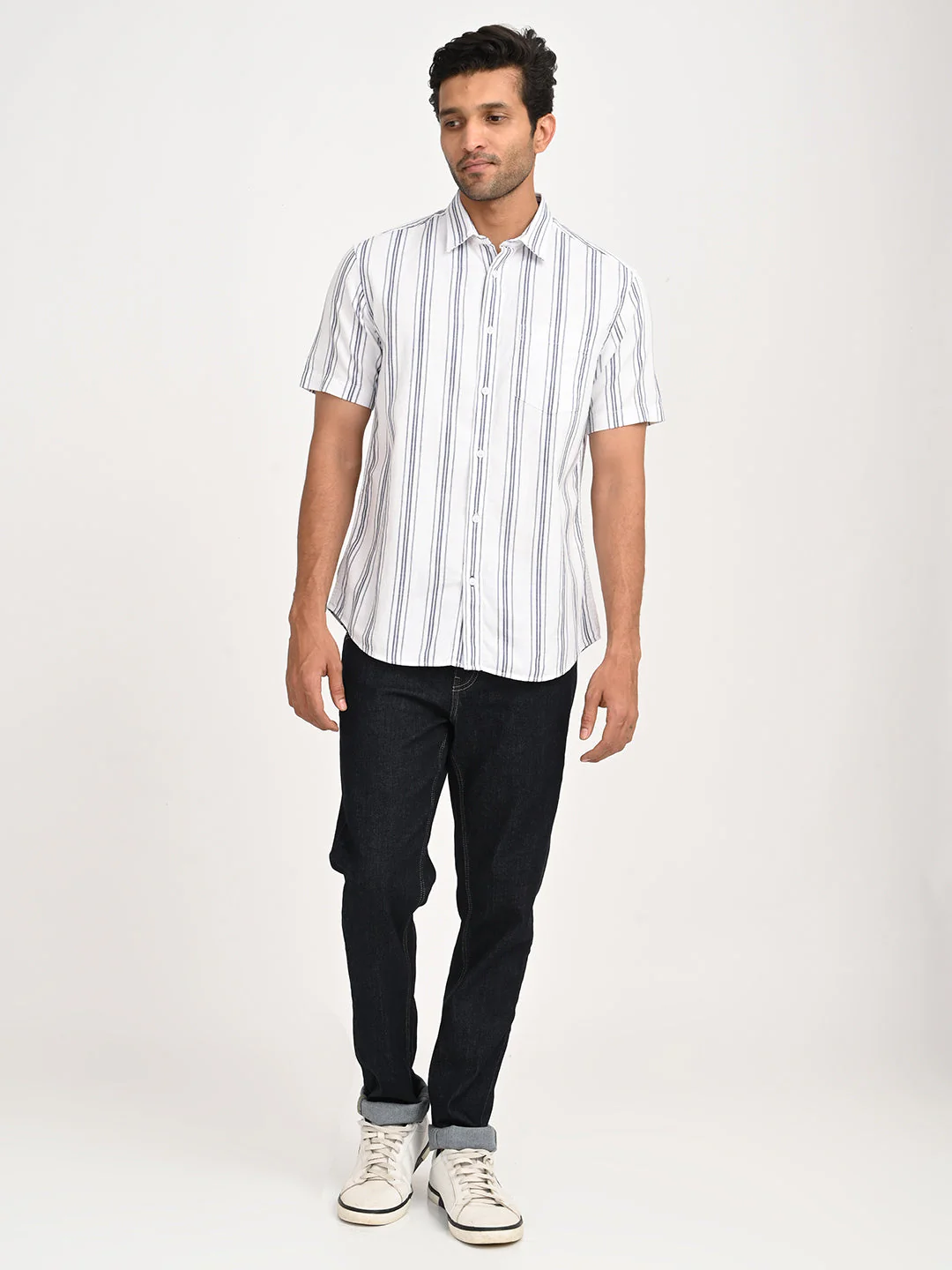 Men's Striped Half Sleeve Cotton Shirt - Image 6