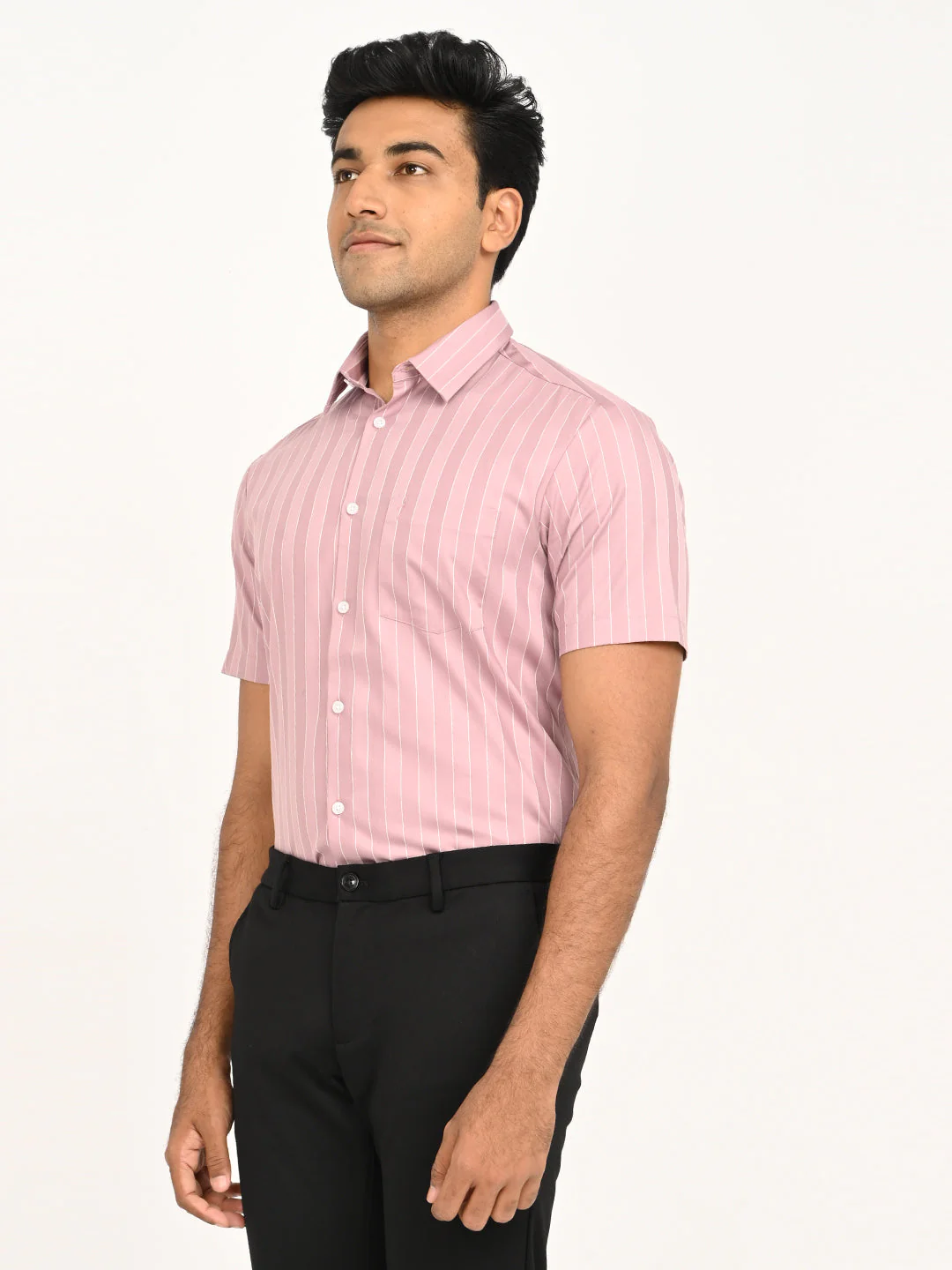 Men's Striped Half Sleeve Cotton Shirt - Image 2