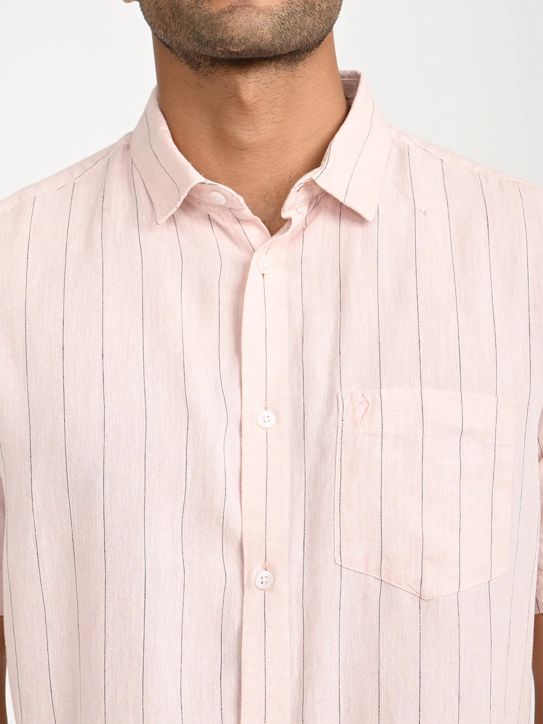 Men's Striped Half Sleeve Tencel Blend Shirt - Image 5