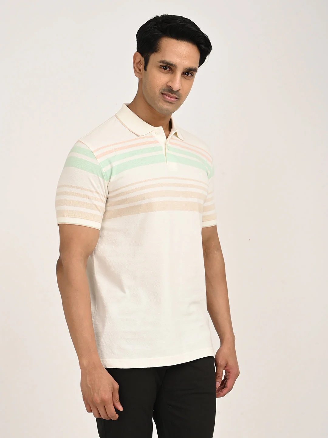 Men's Striped Polo T-Shirt - Image 3