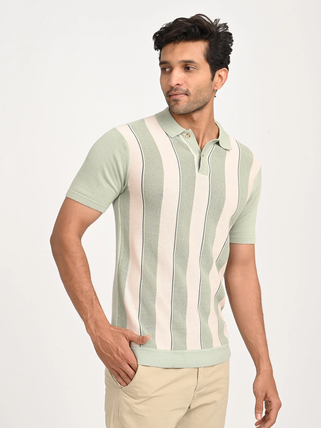 Men's Striped Polo T-Shirt - Image 3